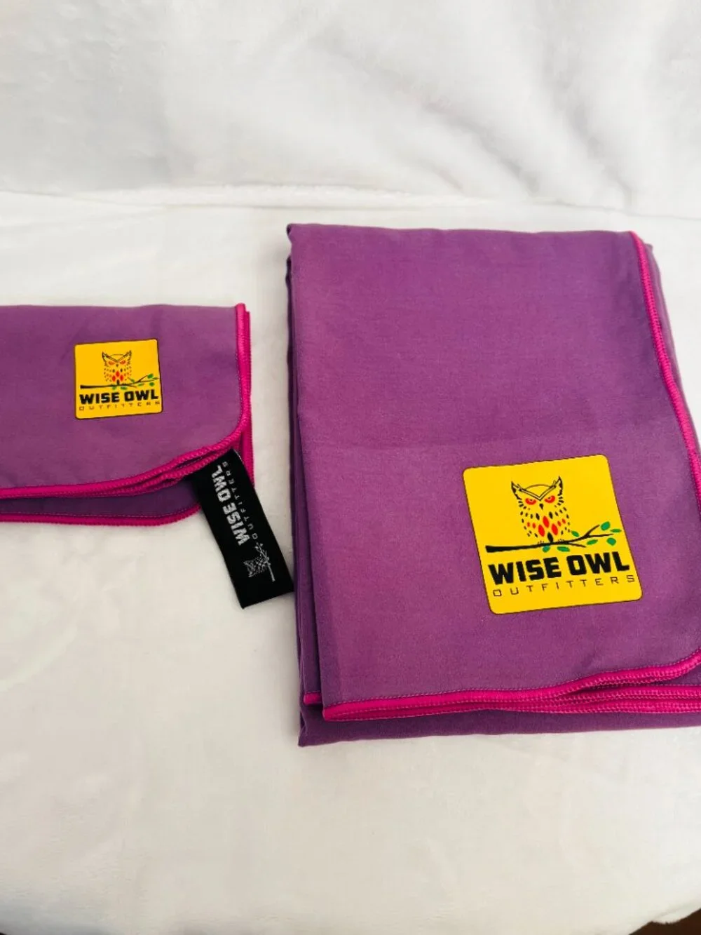 Wise Owl Outfitters Camping XL Towel & Hand Towel Ultra Soft Lavender Compact